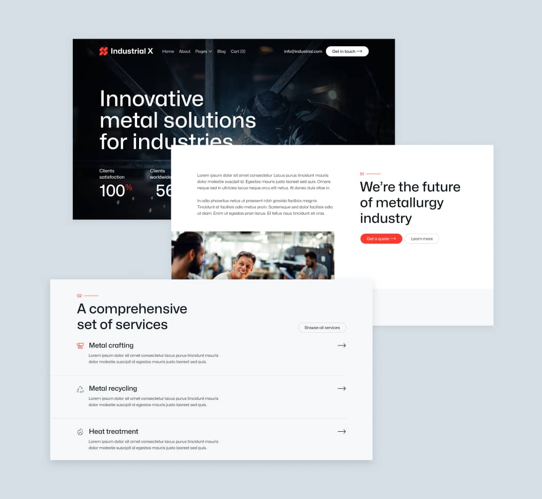 Industrial X - Sections - Metallurgical Webflow Template